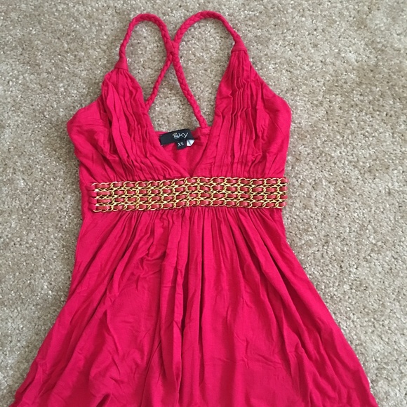 Sky Tops - Sky Brand Red Gold Chain Waist Band Top Size XS Sky Tops - Sky Brand Red Gold Chain Waist Band Top Size XS